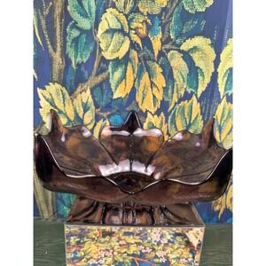 Viking Glass Dazel Amethyst 5-point Lotus Bowl Mid Century Modern Art Glass